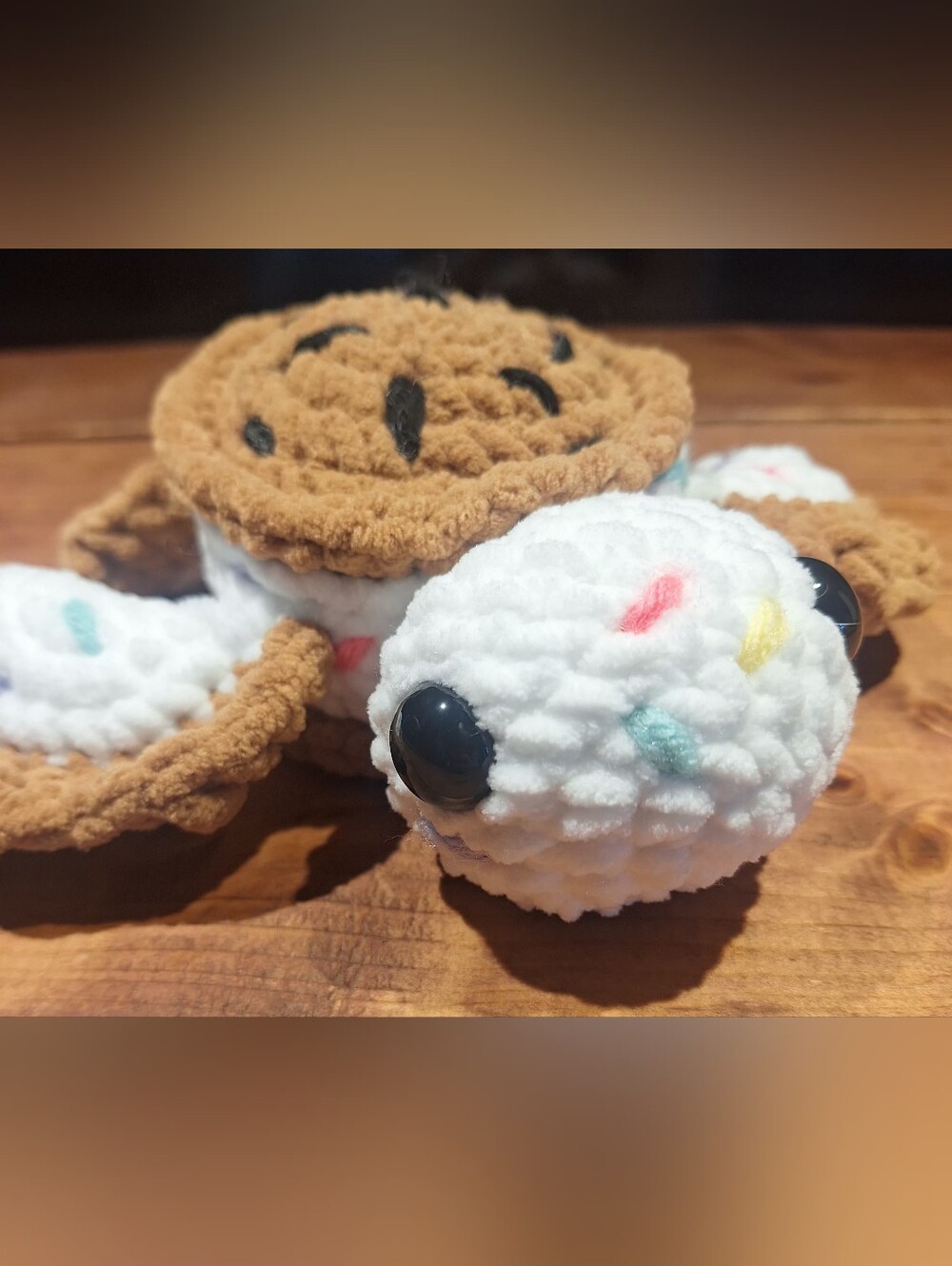 Handmade Crocheted Sprinkled Turtle Donut